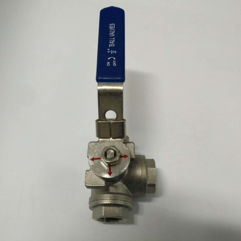 stainless steel switch ball valve 1/2 &quot; inch BSP female DN15 SS304 L type T flow 3 way water ball valve