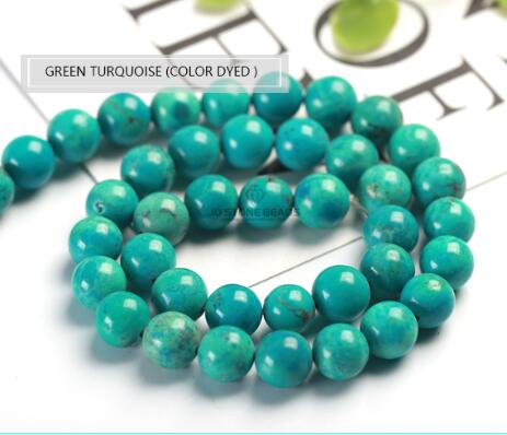 Blue Turquoise Matte Green Turquoise Semi-Finished Handmade Bracelet Stone loose beads Accessory For Jewelry Making: DYED GREEN TURQUOISE / 10mm38pcs 1lot