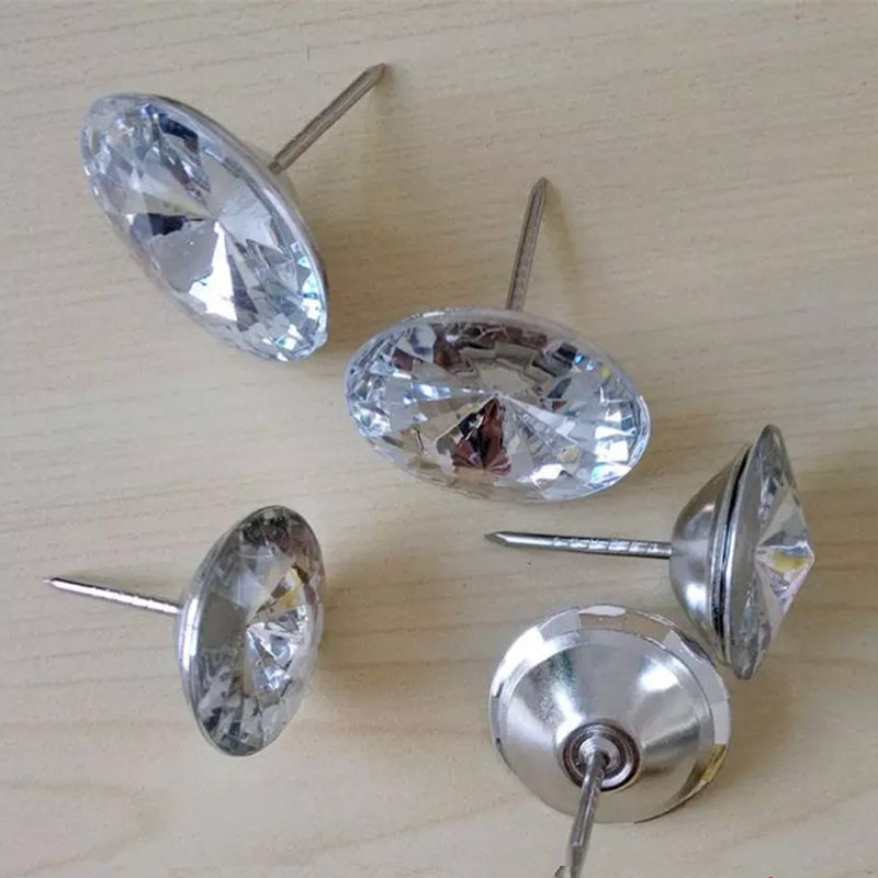 50 st/lot 18-30mm akryl rhineston kristallknappar klädsel spik stud bäddsoffa sänggavel dekor möbelspik