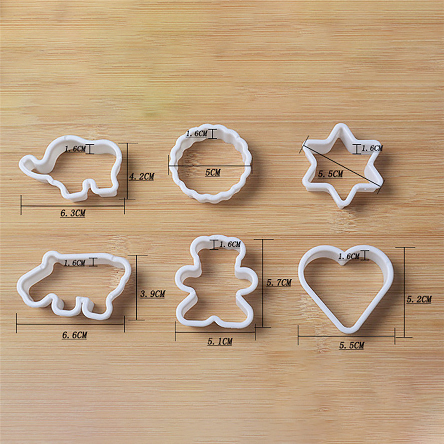 Hartvorm Cookie Mold 6 stuks Plastic Cookie Mold Cartoon Hartvormige Bakken Cookies Cutter 0506 #30