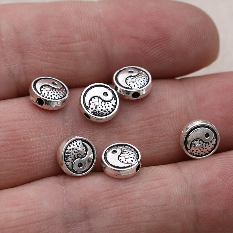 8Mm Verzilverd Yin Yang Spacer Losse Kralen Voor Sieraden Maken Armband Ketting Oorbellen Accessoires 20 Stuks