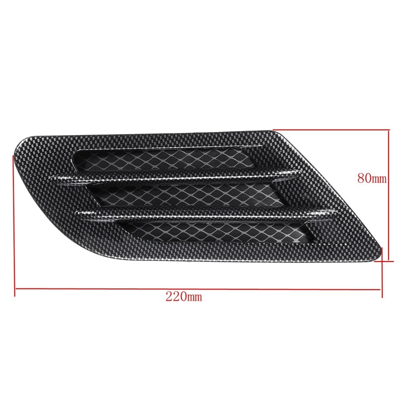 Car Bonnet Cover Carbon Fiber Air Intake Flow Side Vent Hood Scoop Sticker