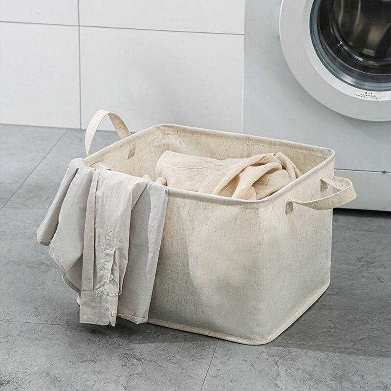 Storage Basket Cotton and Linen Portable Storage Bag Closet Sundries Washable Laundry Basket Home Organizers Storage