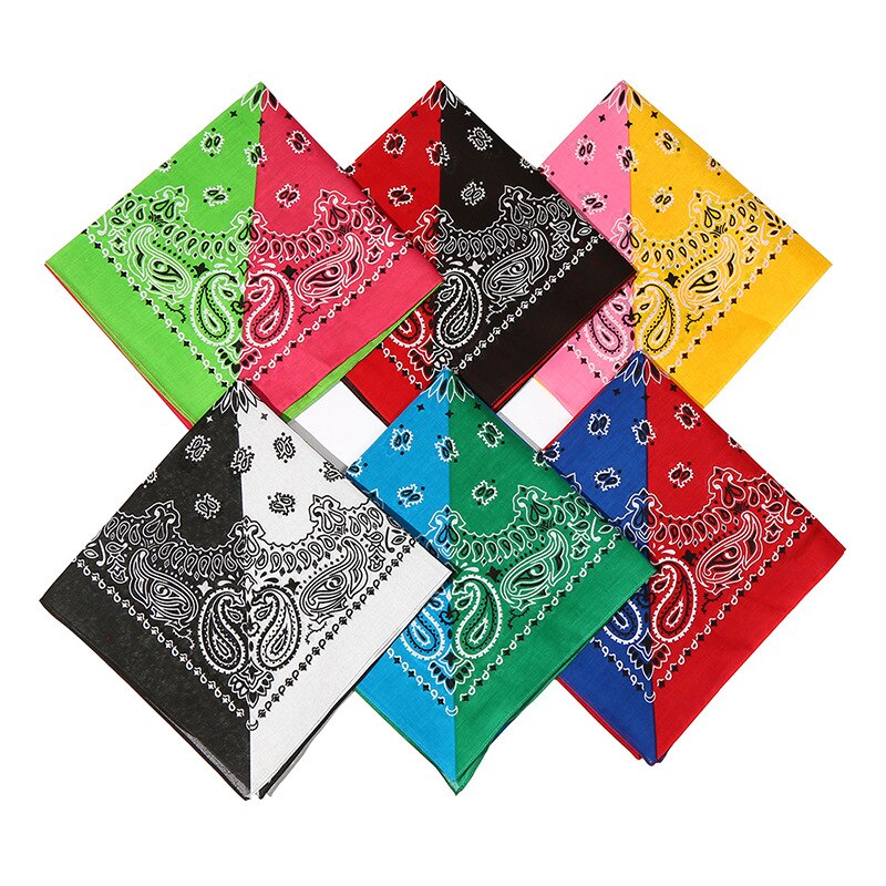 Bohem paisley blomster dobbel farge blokk unisex bomull lomme firkantet skjerf pannebånd halstørkle hip hop armbånd hals slips