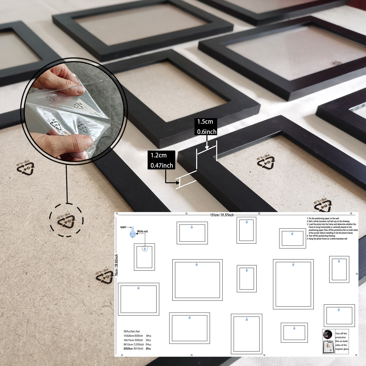 13pcs Wood Photo Frames for Wall Decoration items Home Office Festival Decoration Commemorative Picture Frame