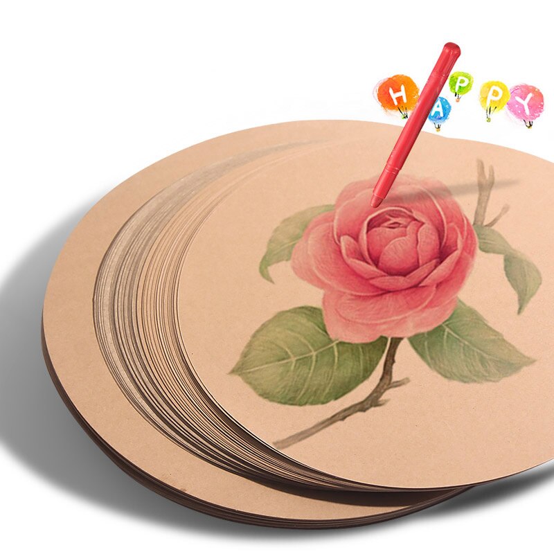 200gsm 250gsm Coloured Lead Painting Paperboard Artistic Hand Drawing Round Kraft Paper