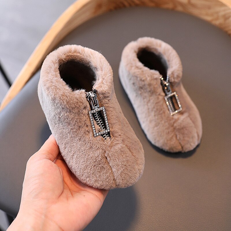 Cuzullaa freundlicher herbst Winter einfarbige fellstiefeletten schuhe für babys und mädchen größe 21-30: Grau / 27 ( innen 15.7 cm)
