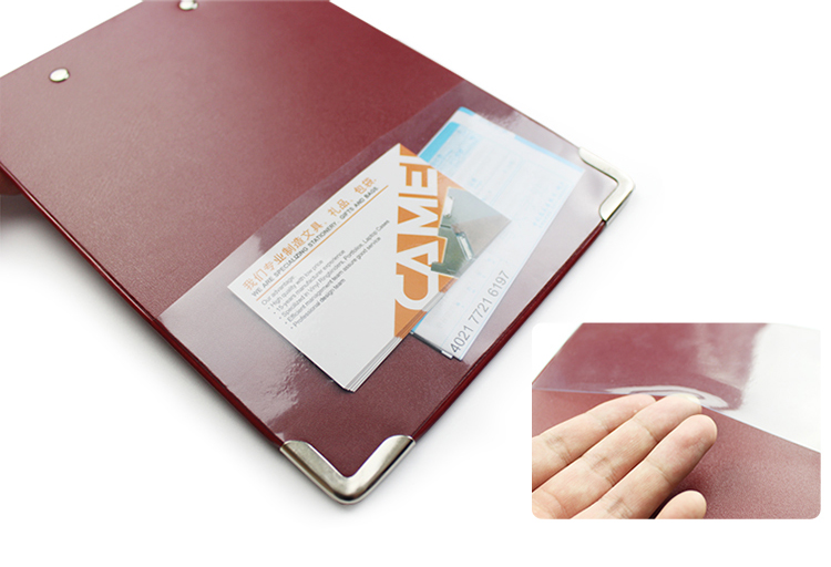 Hotel Restaurnt Clip Folder, A5 size Clipboard with metal corner protector