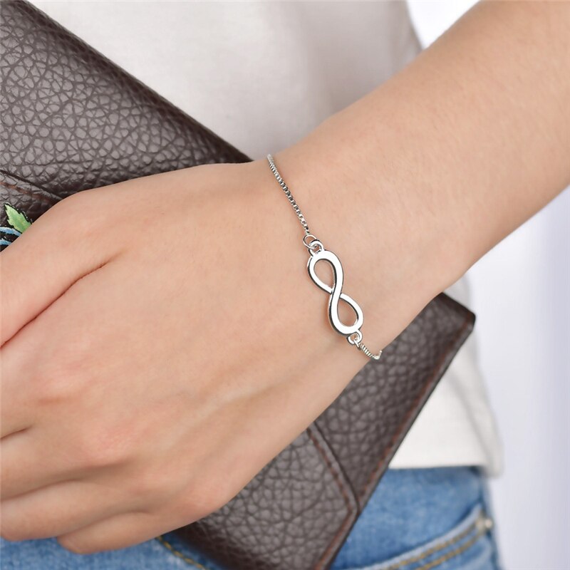 Trendy 8 Letters Verstelbare Armband Sieraden Voor Vrouwen Zilveren Kleur Infinity Aanmelden Armband & Bangles