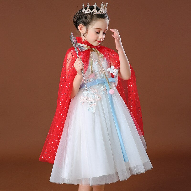 Boiiwant 4-10t pige regnbue pailletter kappe kappe kostume snoretræk tyl prinsesse sofia jasmin aurora fancy dress up kappe