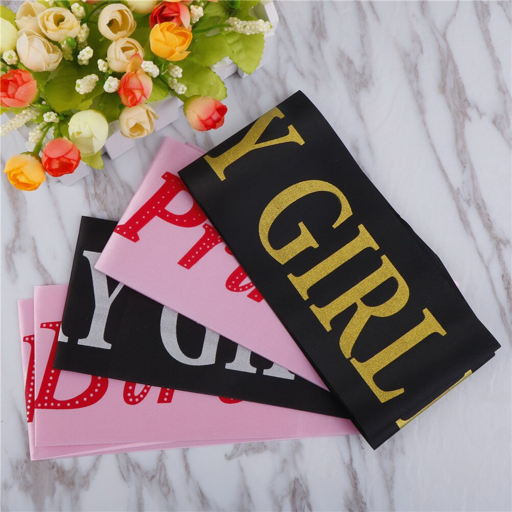 Cinta rosa de cumpleaños, 1 Uds., cintas negras de princesa para mujeres y niñas, accesorios para de feliz cumpleaños,