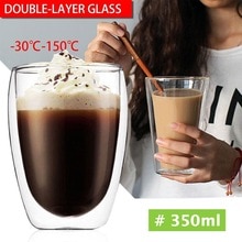 Double Wall Glass Cup Insulated Thermal 80-600ml Drinks Coffee Mugs Dining Bar Tea Cup Container Milk Clear Beer