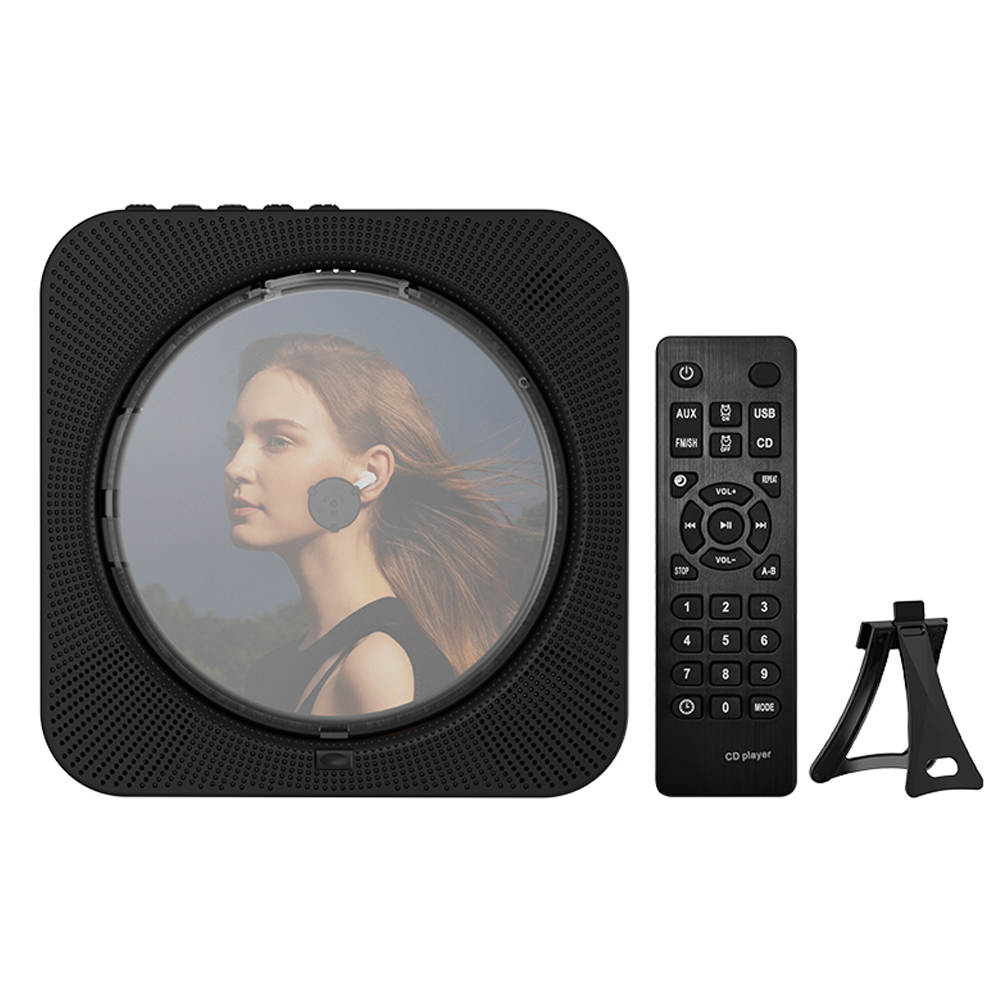 Bärbar cd-multimediaspelare fm-radio bluetooth-kompatibel 5.1 musikspelare 3.5mm musikspelare infraröd trådlös fjärrkontroll: Gul