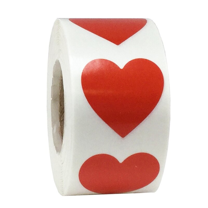 Hjerteform af røde klistermærker forseglingsetiketter 50 etiketter klistermærker scrapbooking til pakke og bryllupsdekoration papirvarer klistermærke: Rød -50 stk