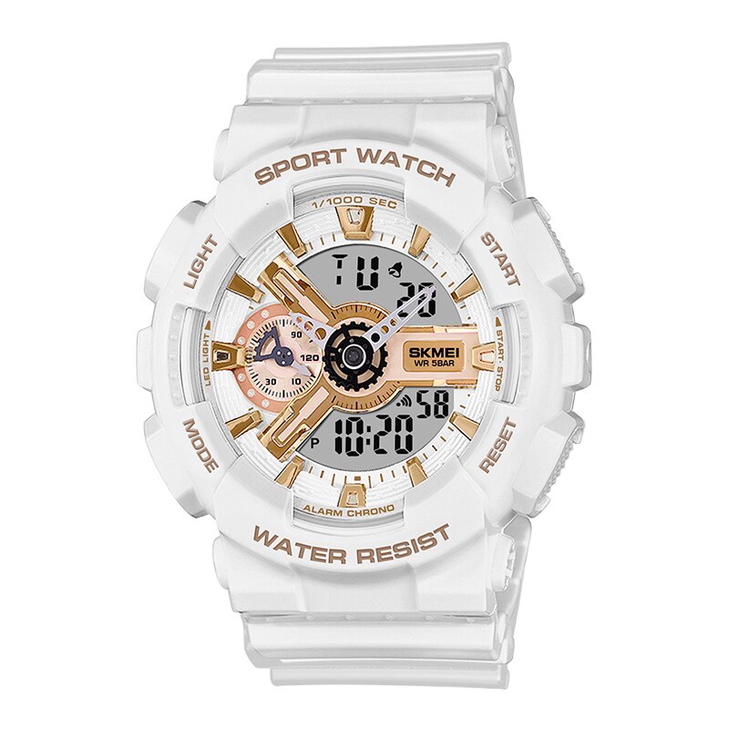 Mode Digitale Horloge Mannen Student Waterdichte Dual Horloges Led Chrono Alarm Klok Heren Horloges Cool Uur Jongens: White