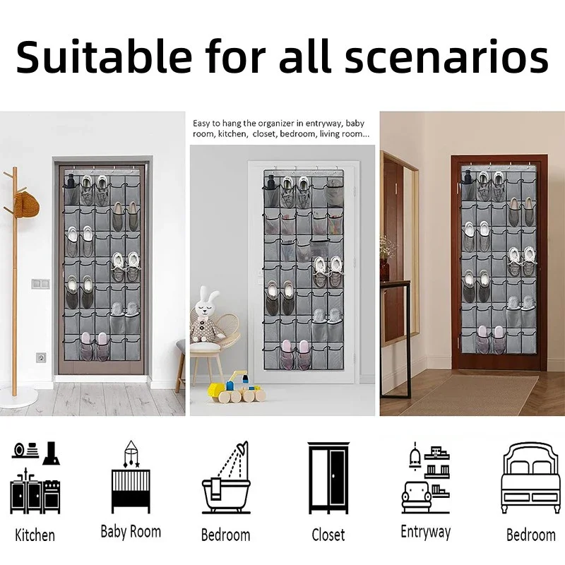 12/24 Pocket Schoenen Organizer Rack Hangende Tas Wandgemonteerde Schoenhouder Hangend boven de deur achter Closet Organizer Opbergtas