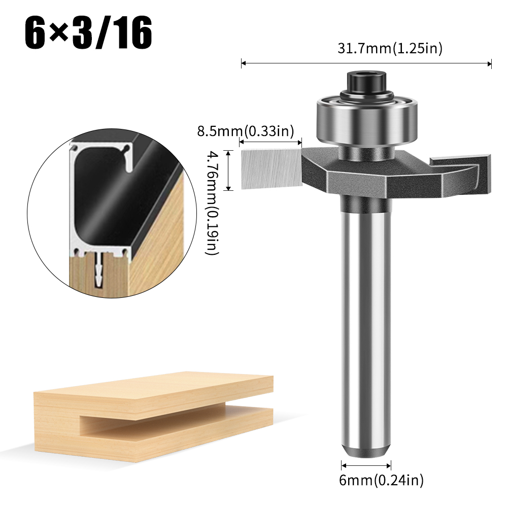 Vástago de 6mm y 12mm, fresa en forma de T de doble filo, herramientas de ranurado de rodamiento, fresa para carpintería, herramientas de carpintería: > 32mm