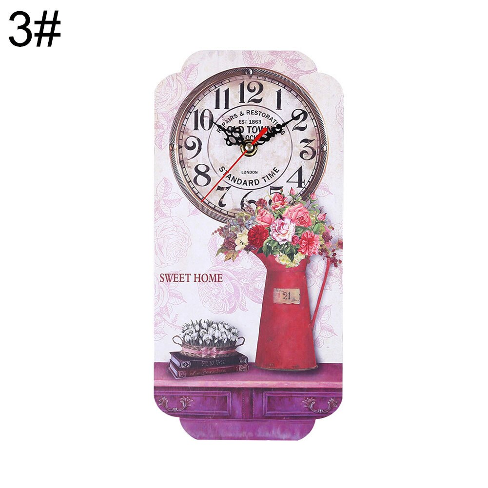 Retro Rectangle Big Ben Pattern Wall Clock Living Room Home Bar Hanging Decor