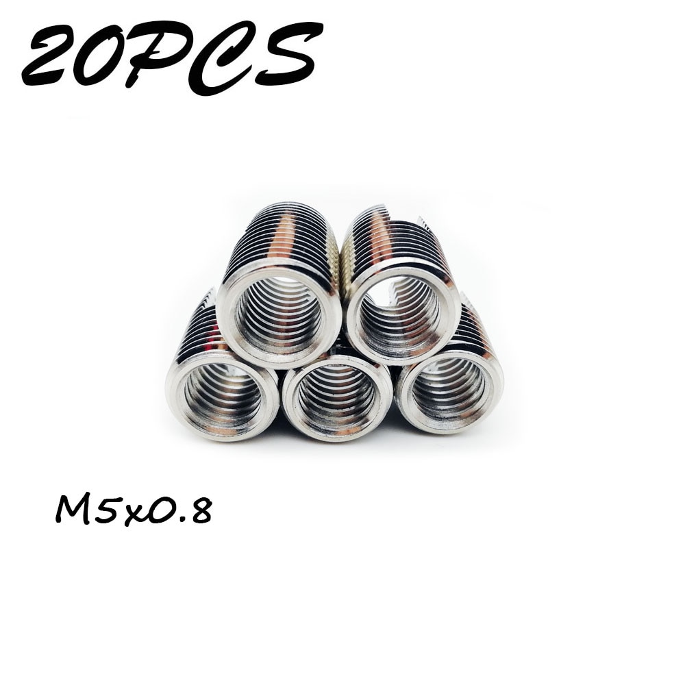 20PCS M5-0.8 stainless steel Threaded Inserts Metal Thread Repair Insert Self Tapping Slotted Screw Threaded