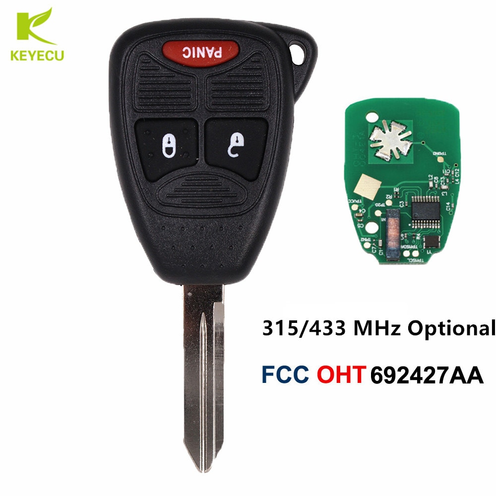 Keyecu Vervanging Keyless Afstandsbediening Sleutelhanger 2 + 1 Knop ID46 Chip 315/433 Mhz Optioneel Voor Chrysler Dodge Voor Jeep fcc: OHT692427AA
