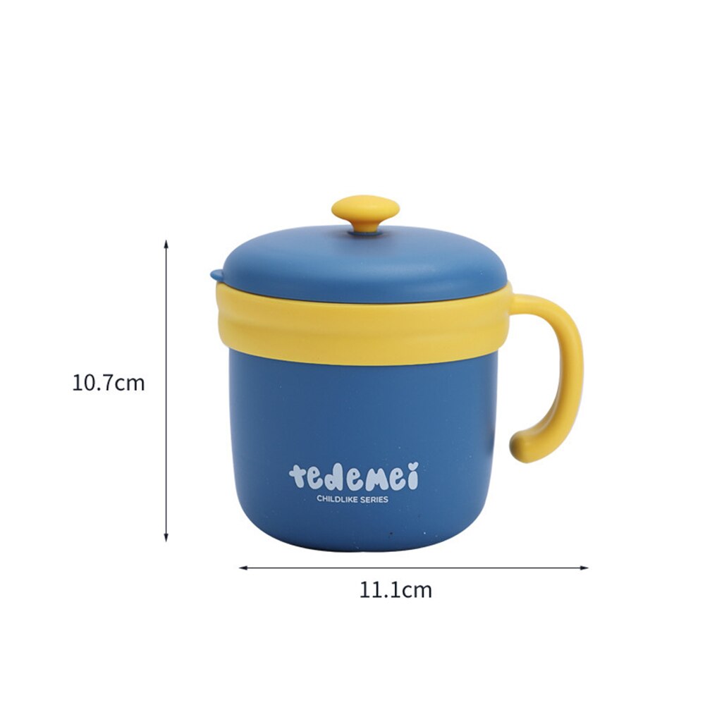 Baby Veilig Dineren Plaat Kinderen Gerechten Training Servies Kids Feeding Bowls 304 Roestvrij Staal Thermische Lunchbox Melk Cup: Blue   Cup