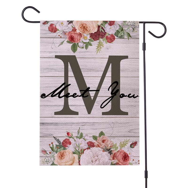 Banderas de jardín de doble cara, 30x45cm, serie de letras, cartel de lino, pancarta de , banderas, accesorios de decoración para Festival DIY: 5