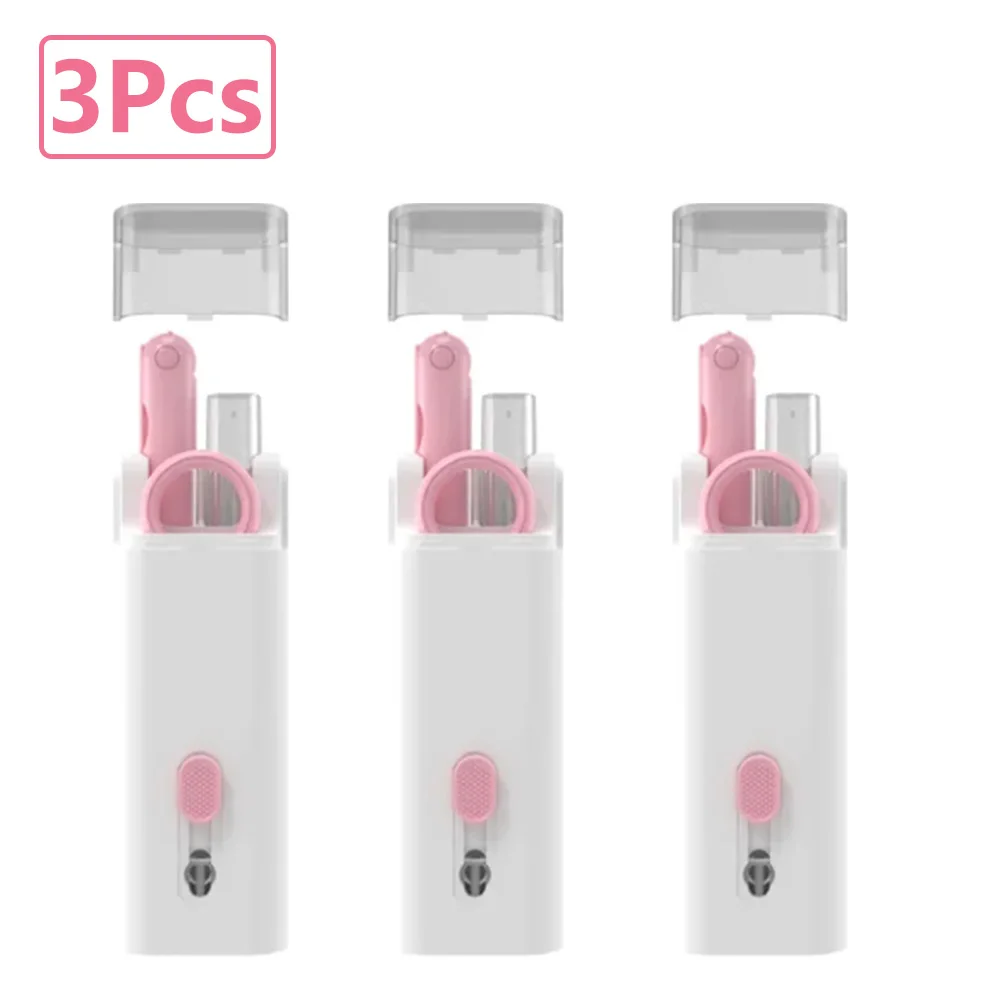 7-in-1 Keyboard Cleaning Kits Airpods Cleaner Headset Cleaner Pen Laptop Screen Cleaning Bluetooth Earphones Cleaning Kit: Pink