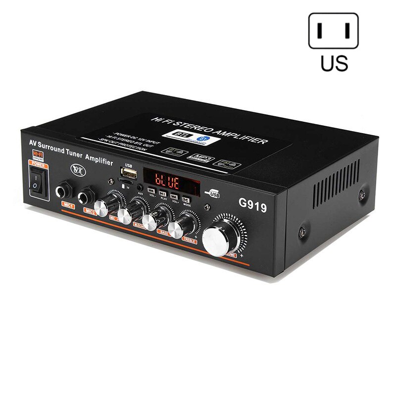 NEUE G919 Mini Amplificador Audio- Bluetooth Stereo Energie Verstärker FM SD Hifi 2CH Ampere Musik Spieler Energie Verstärker Auto 12V 220V: US stecker