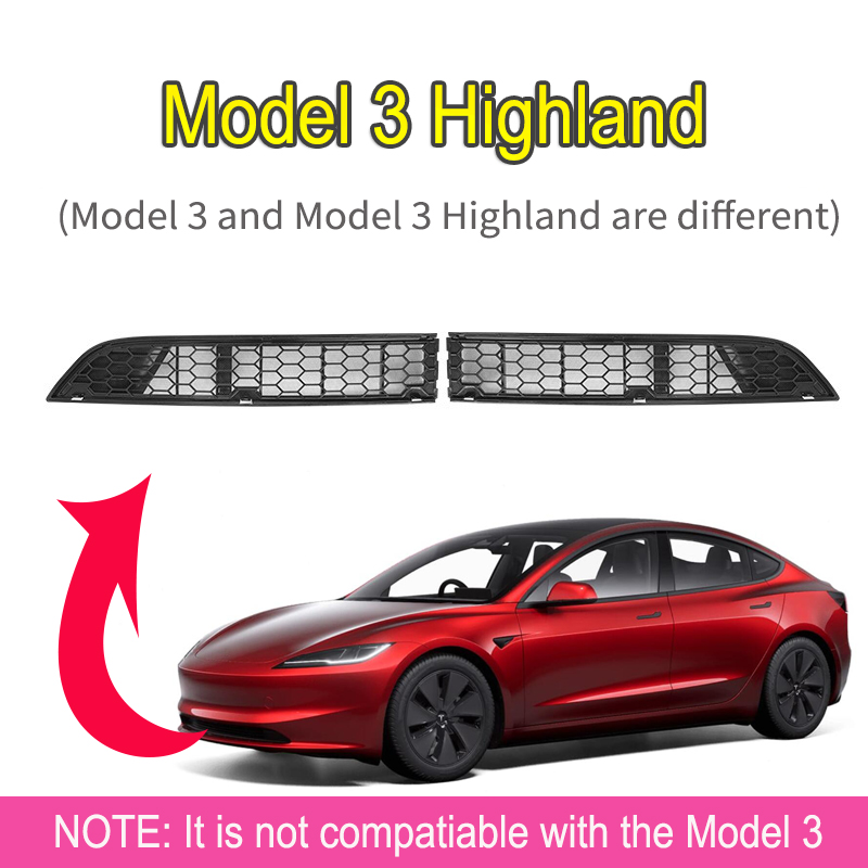 Car Lower Bumper Anti Insect Net for Tesla Model Y 3 Highland Front Grille Mesh Cover Air Inlet Vent Panel: Army green