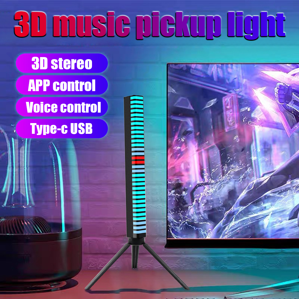 LED Pickup Rhythm Strip Light USB 5V Rechargeable Battery APP Control 3D RGB Colorful Tube Lamp for Car Party Music Atmosphere