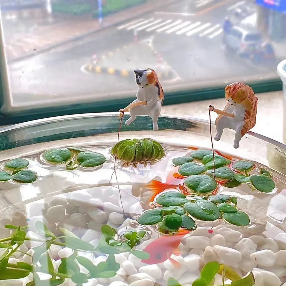 Vissen Kat Aquaria Decoraties Aquarium Hangbaar Landschap Aquarium Kat Vissen Ornament Thuis Aquarium Decor