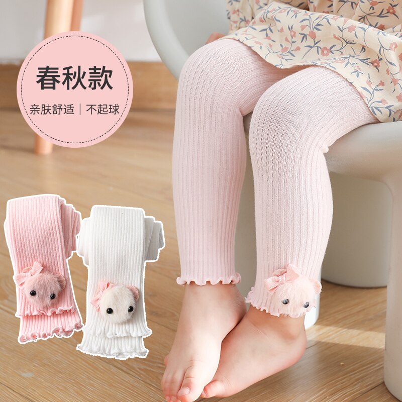 New princess infant bowknot cartoon doll collant per bambine leggings traspiranti in cotone bambini caldi pantaloni corti a nove punti