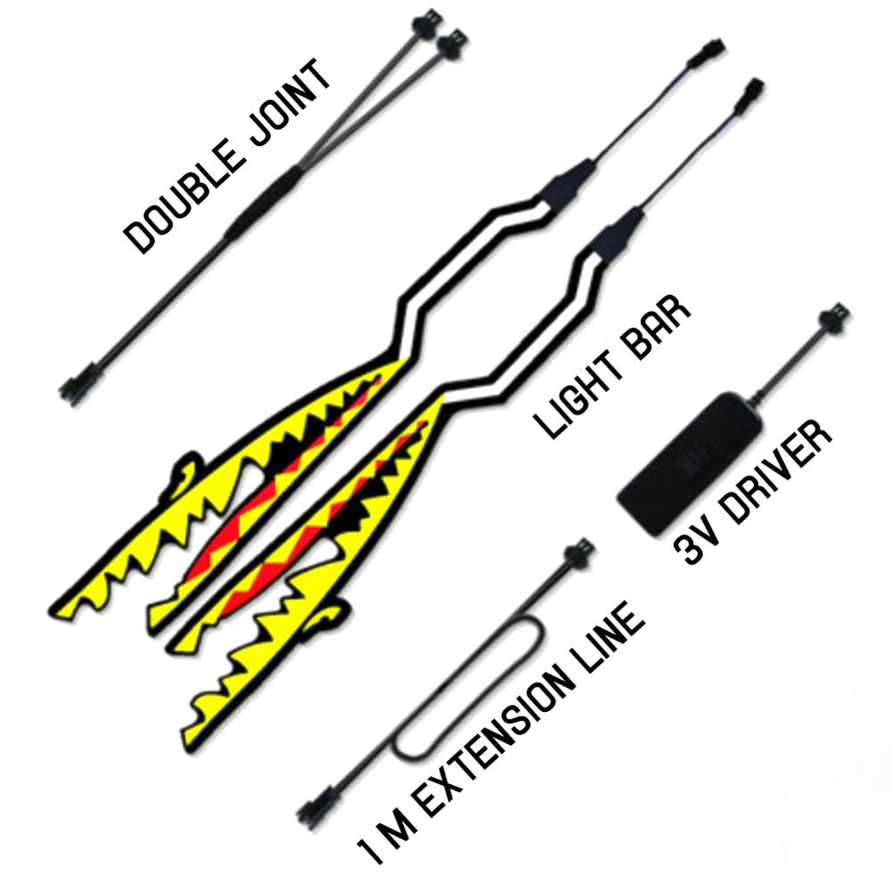 2 Stuks Shark Stijl Motorfiets Helm Licht Strip Led Night Signaal Licht Streep Glowing Night Lichtgevende Gewijzigd Sticker