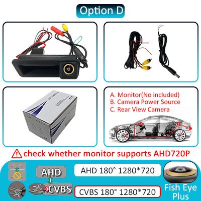 Wondefoo – caméra de recul 1080P AHD Version nuit, pour Ford Focus 2/3 Contour Fusion KUGA MK1 Fiesta ST Mondeo BA7 hatchback MK4: AHD-720P