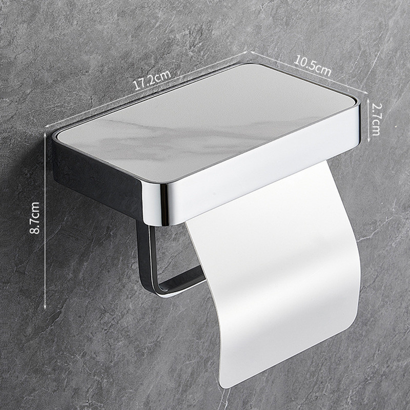 Tuqiu-soporte de papel higiénico gris cromado, portarrollos de papel de acero inoxidable con estante de almacenamiento para teléfono: Azul
