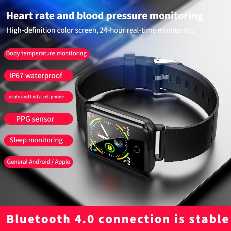 Smartwatch  v6 thermometer armband temperatuurmeter horloge hartslagmeter fitness tracker klok sport