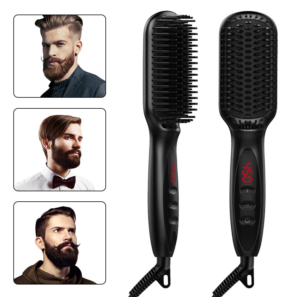 Cepillo eléctrico para alisar la barba, cepillo para alisar el cabello corto y largo