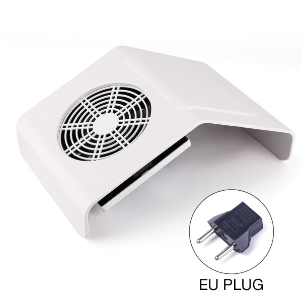 40W Nail Dust Collector Nail Zuig Fan Nail Dust Stofzuiger Manicure Machine Met 2 Stof Verzamelen Tas Salon gereedschap: White EU Plug
