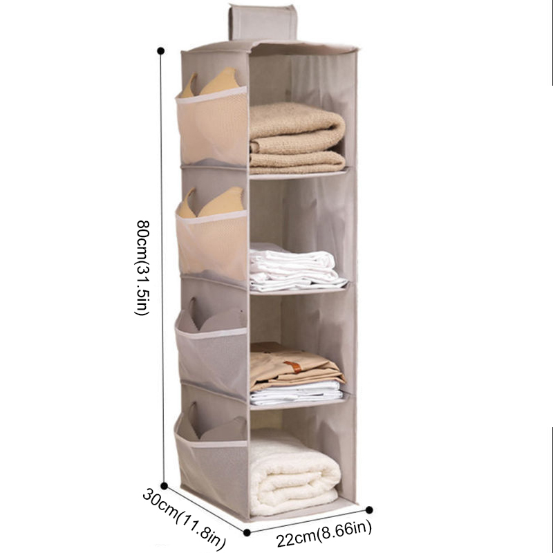 Multi-Layer Hanging Closet Organizer Hanging Bag/Shelf Foldable For Bra Storage Bag Socks Clothes Storage Organizer Hanging Bag: DEEP BLUE