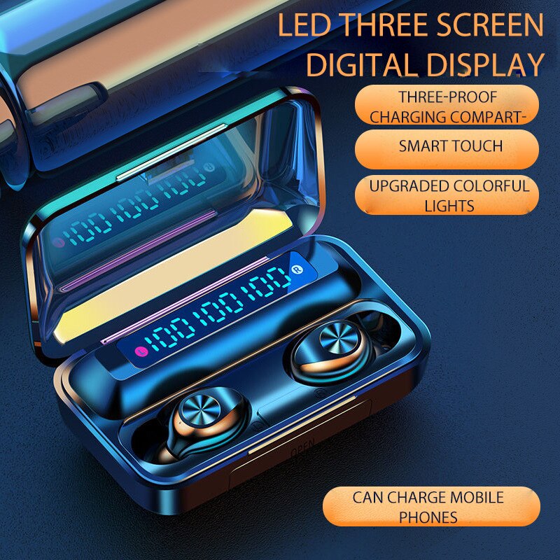 Bluetooth Headset Wireless Stereo Headset Touch Three True Power Display Waterproof Wireless Bluetooth Headset