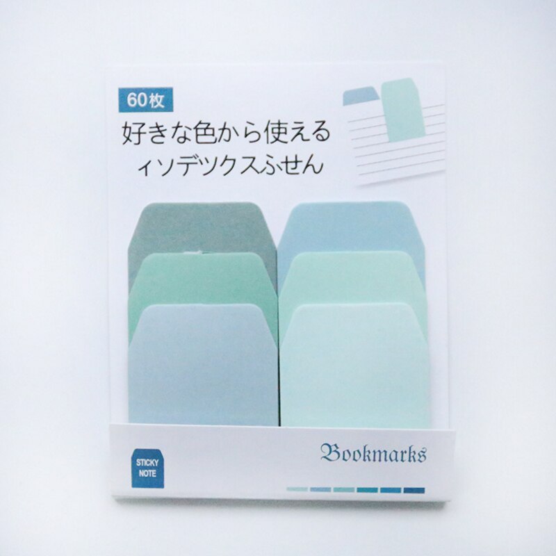 60sheets/lot Colorful Gradient Japanese Sticky Note Memo Pad Office Planner Sticker Paper School Office Supplies: Green