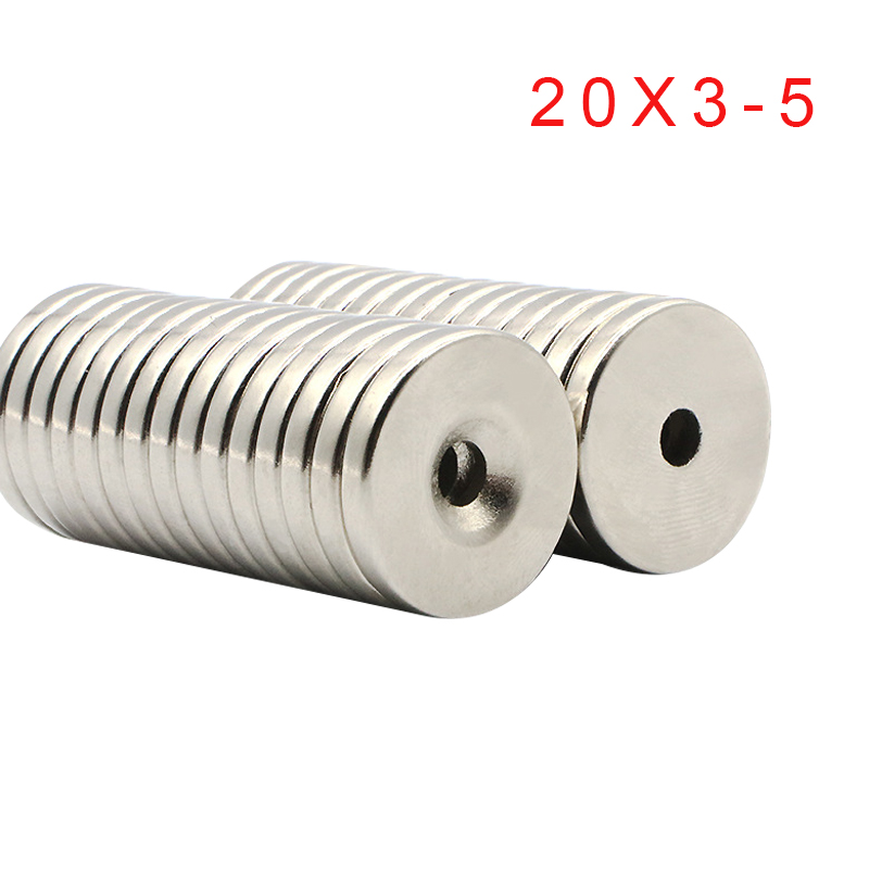 Imanes de neodimio fuertes con diámetro de agujero 8mm-20mm con agujero de anillo avellanado M3 M4 M5, imán redondo de tierras raras N35 fuerte, 10 piezas