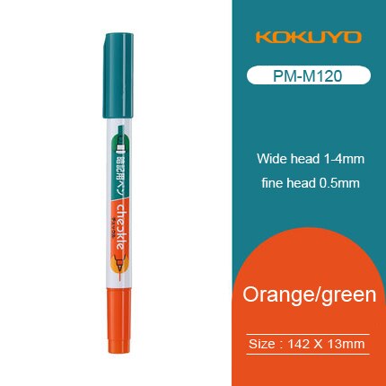 Japan Kokuyo Annotation Pen Set Invisible Pen Covered Student Memory Word Erasable Marking Highlighter PM-M120: Orange green