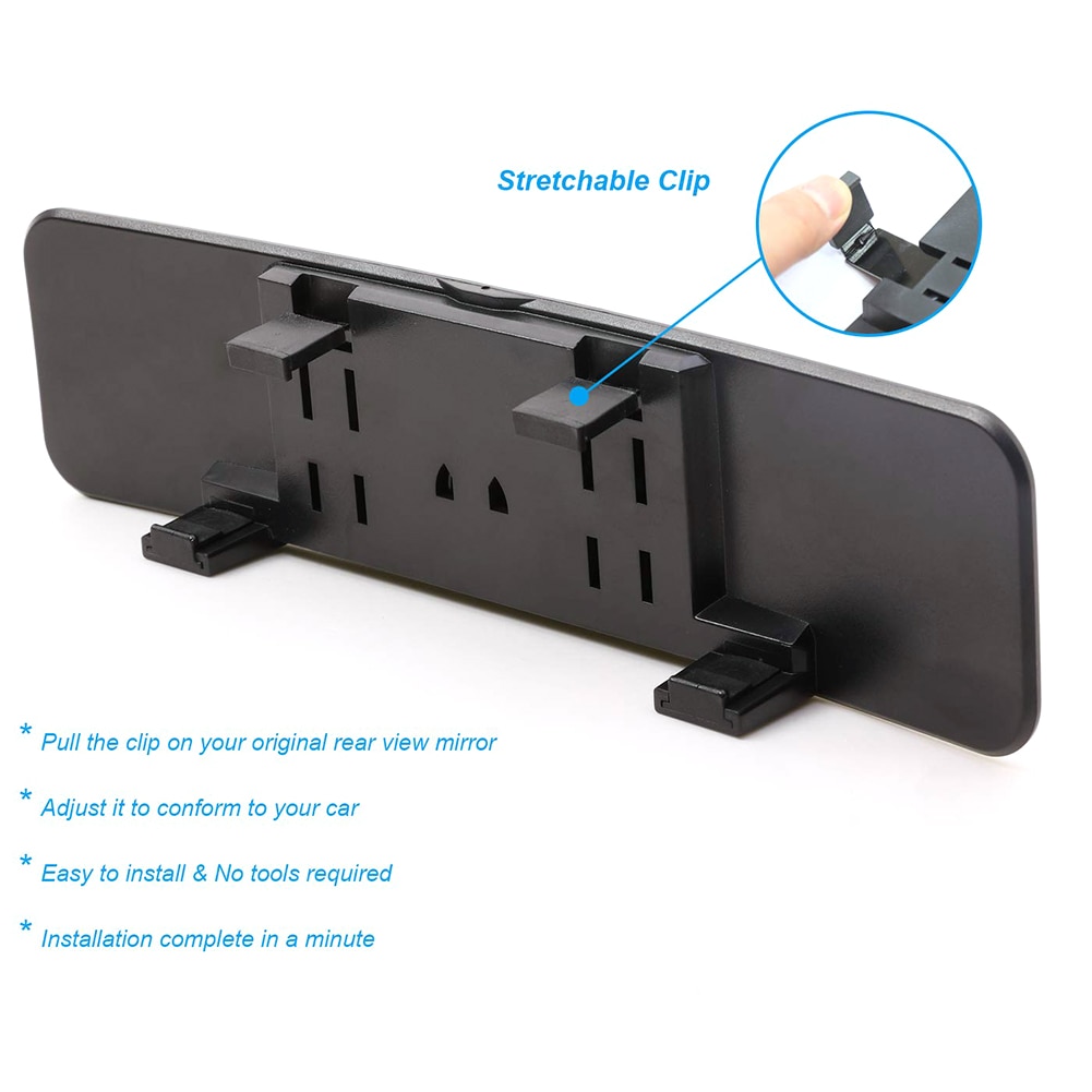 Universal Car 300mm Wide-Angle Rear-View Mirror With Wide Convex Shape Sandwiched On Rear-View Transparent Mirror