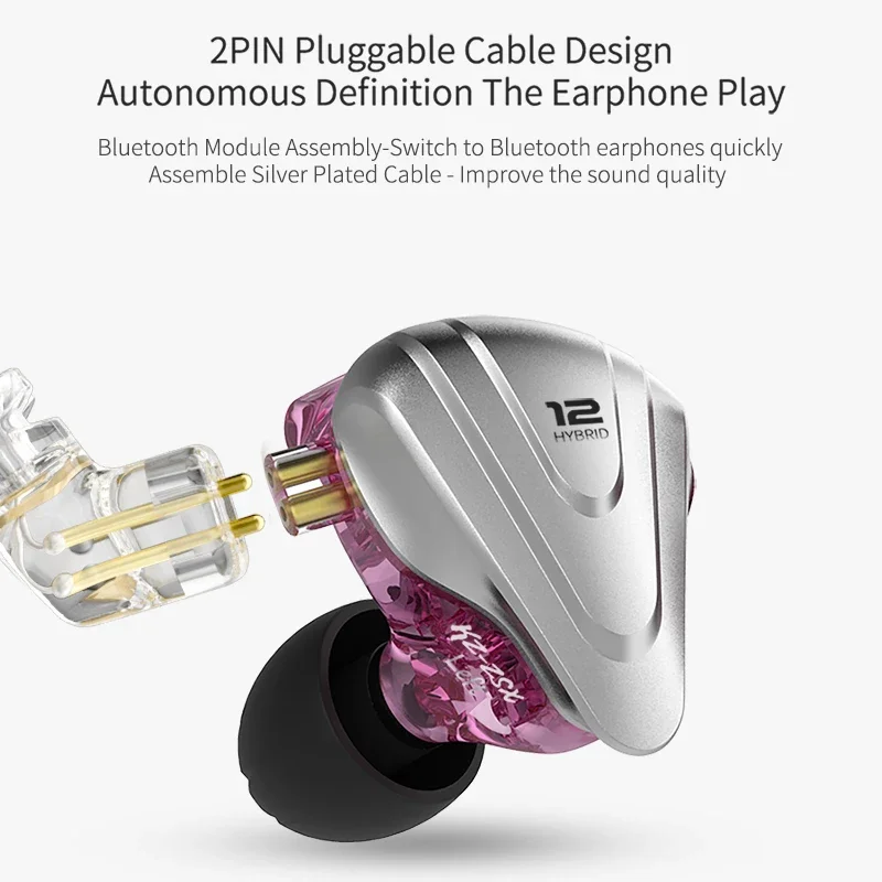 Kz zsx 1dd+5ba hybrid driver in-ear monitor høretelefoner hifi bas ørepropper musik spil sport headset 2- benet kabel  zs10 prox zar  pr1 pro