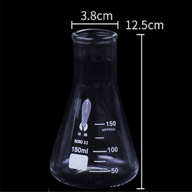 250/500/100 Ml Glazen Zware Muur Smalle Mond Erlenmeyer Kolven Met Zware Velg Voor Lab Chemische Apparatuur: 3.8x12.5cm