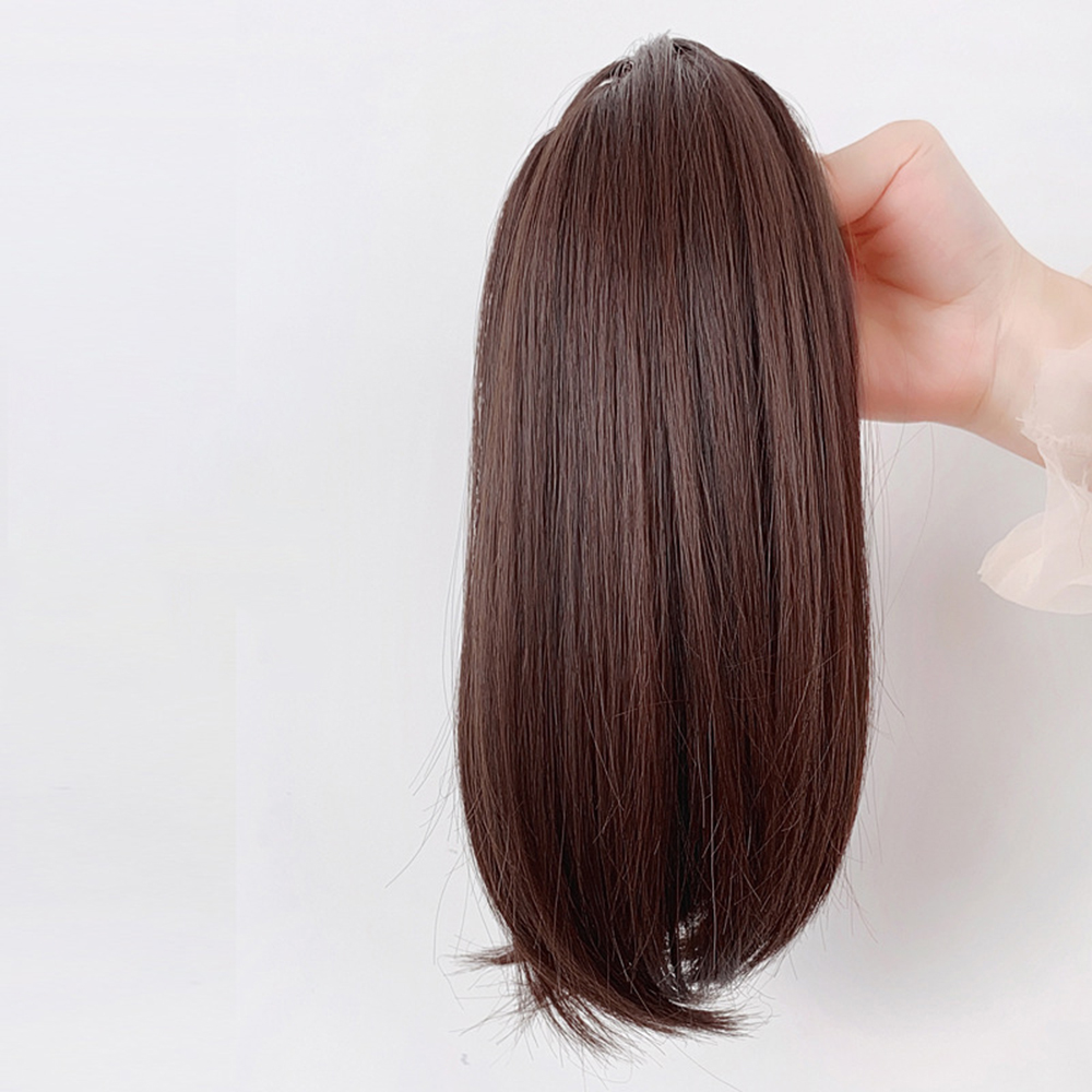 Pelucas sintéticas con Clip de cola de caballo recta corta de 38cm para mujeres extensiones de cabello de cola de caballo falsas ligeramente deformadas y esponjosas naturales: 1B/27HL