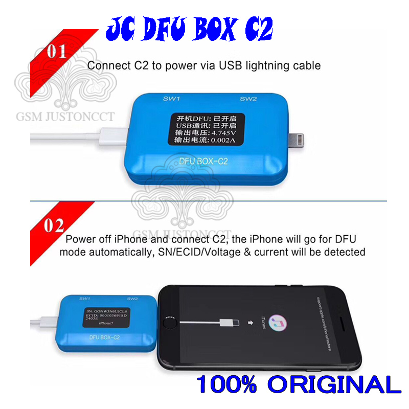 Jc Dfu Doos C2 Herstellen Van Rebooten Ios Herstellen Reboot Direct Sn Ecid Model Informatie Lezen Usb Stroom Voltage Display