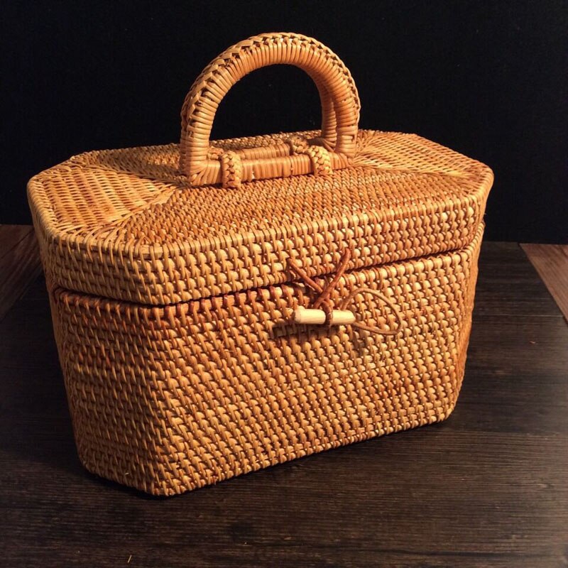 Carta velina Holder box, rettangolare in rattan alghe tessuto scatola del tessuto paglia tovagliolo scatola di supporto per hotel ospiti ufficio casa bagno Taglia libera Yellow