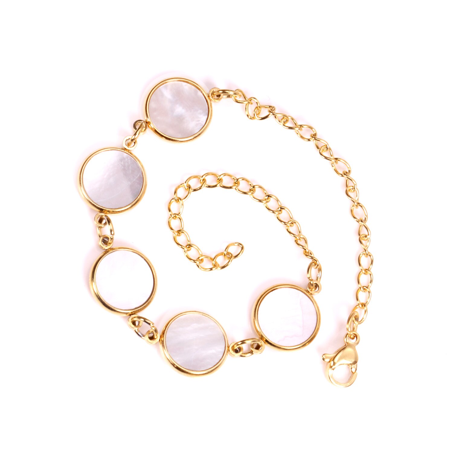 Luxukisskids Bianco conchiglia Braccialetti Braccialetto a Catena incantesimi Bracciale in Acciaio Inossidabile & Braccialetto in Oro Vuoto Braccialetti Pulseras: Default Title